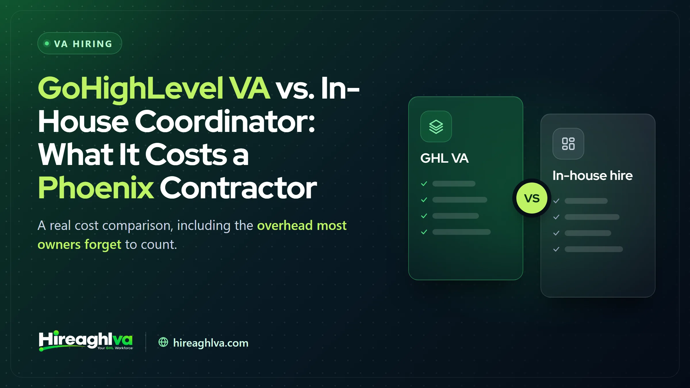 Illustration comparing a GoHighLevel virtual assistant to an in-house office coordinator