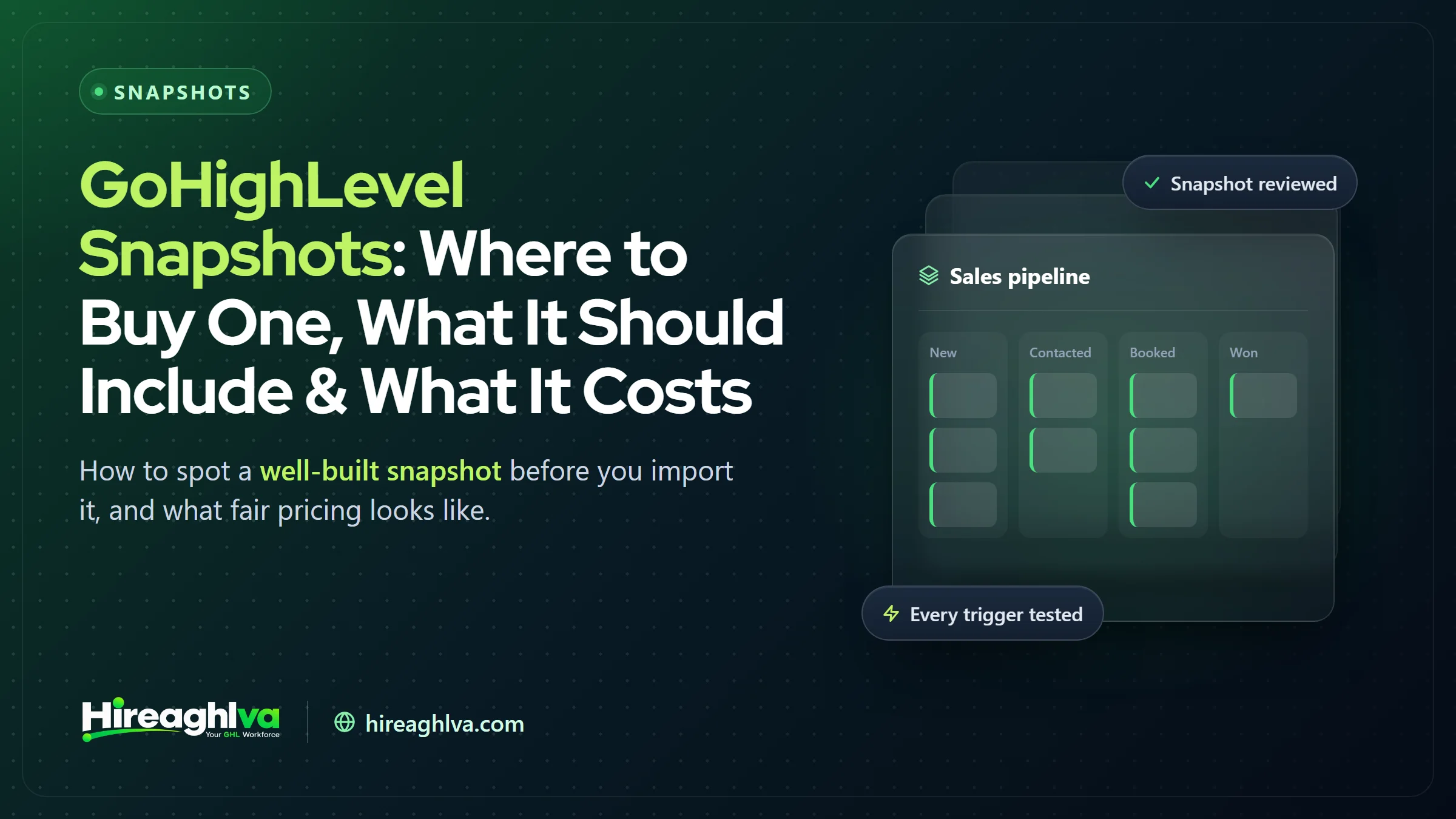 A launch-ready GoHighLevel snapshot with funnels, automations, review generation, and Conversation AI