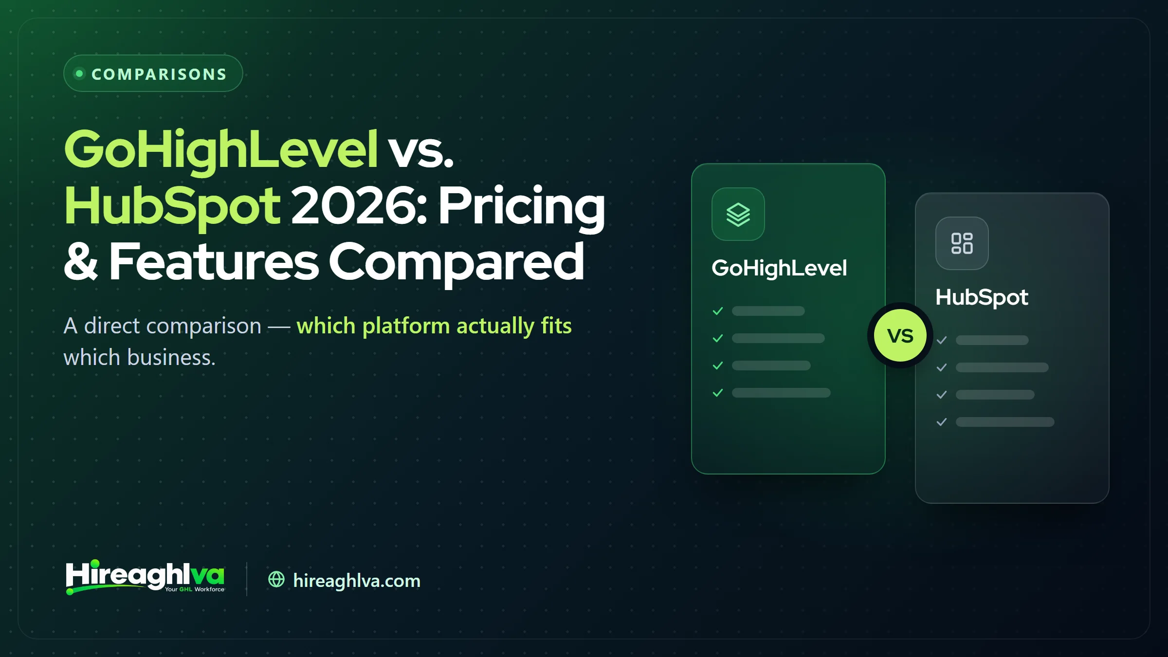 GoHighLevel vs HubSpot pricing and features comparison for 2026
